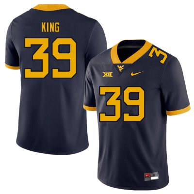 Men's West Virginia Mountaineers NCAA #39 Danny King Navy Authentic Nike Stitched College Football Jersey YH15U48VP